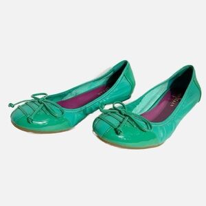 Cole Haan Nike Air Leather Tali Lace Ballet Flats Patent Leather Accents Slip On